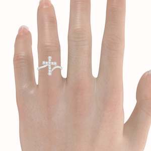 14K <b>White</b> <b>Gold</b> Diamond Religious <b>Cross</b> Twisted Ring 0.33ct Diamond Jewelry - Product Image 2