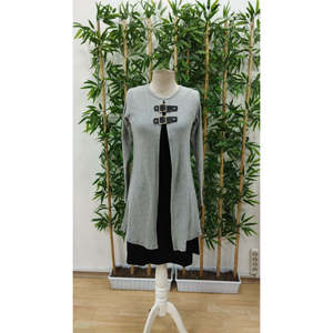 Conjunto de Dos Piezas de Vestido Midi de Viscosa con Cintura Ajustada y Manga Larga para Mujer de Jane's, Atuendo Informal para Uso Diario - Product Image 5