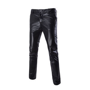 Pantalones de Cuero PU para Hombre, Corte Recto, Textura Suave, Pantalones de Cuero para Hombre con Acabado Limpio y Corte Entallado - Product Image 1