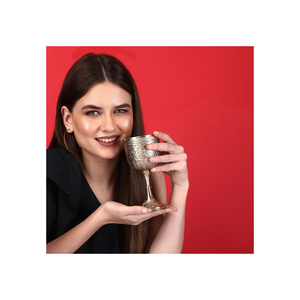 Premium Silver Plated Brass <b>Goblet</b> Chalice Dual Tone Antique Design | Elegant Decorative Cup for Home Decor Wedding Party Use - Product Image 3