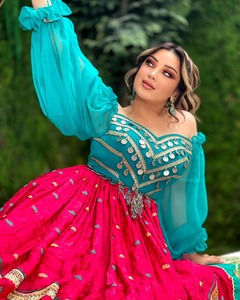 ชุดเดรสยาวแขนยาวผ้าชีฟองสไตล์ชาติพันธุ์อัฟกันสำหรับผู้หญิง  งานปักมือประณีต  ตกแต่งด้วยงานฝีมือ  เหมาะสำหรับงานปาร์ตี้และงานแต่งงาน - Product Image 5