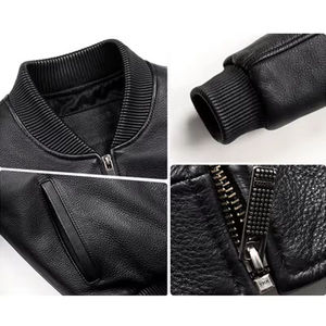 Chaquetas de Cuero, Nuevos Diseños, Hechas a Medida, Chaqueta Bomber de Piel de Oveja Color Bronceado, Chaqueta de Invierno para Hombre - Product Image 4