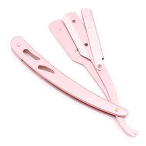 Poignée de galvanoplastie rasoir droit de barbier manuel couteau de rasage Oem rasage barbe rasoir pour hommes avec lame de sécurité - Product Image 3