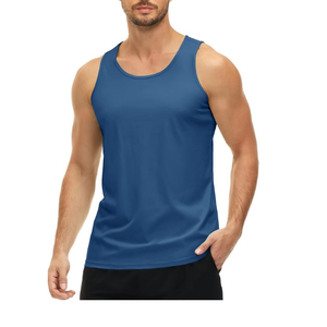 Débardeur d'été sans manches en coton pur pour hommes, gilet décontracté de sport et de remise en forme avec logo personnalisé, fournisseur BD de couleur unie - Product Image 6