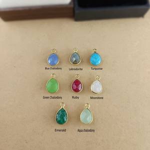 Colgante en forma de pera de GEMA de Calcedonia rosa, amuletos de bisel de piedras preciosas para fabricación de joyas - Product Image 2