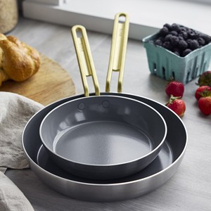 Black Frying <b>Pan</b> with Gold <b>Handle</b> Stylish Non-Stick Stainless Steel Skillet for Home & Commercial Use - Product Image 3