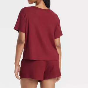 Vente en gros 100% coton Ensemble short deux pièces pour femmes Respirant et doux Ensembles courts pour femmes d'été - Product Image 2