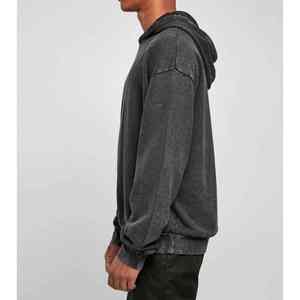 Sweats à capuche en molleton vierge surdimensionné avec logo personnalisé broderie sans ficelle 500g poids lourd vêtements de rue sweats à capuche unis pour hommes - Product Image 5