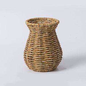 Cesta de maceta de cuerda de yute tejida a mano con soporte, diseño único, cesta de mimbre para interiores y exteriores hecha de hierro y ratán - Product Image 1