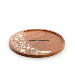 Bandeja Redonda de Madera para Chocolate, Bandeja Decorativa de Nácar para Chocolate, Tamaño Personalizado, Nueva Bandeja de Madera para Chocolate - Product Image 1