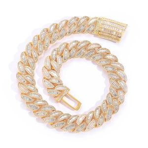 VVS Clarity Diamond Cuban Link Chain Gold Baguette Iced Moissanite Collar para hombres Joyería fina Certificado IGI Regalo perfecto - Product Image 1