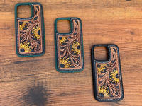 Nouvelle Arrivée Élégante Coque de Téléphone en Cuir Repoussé Personnalisée Luxe Vintage Haute Qualité pour iPhone 14 / 15