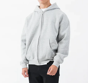 2024 personnalisé blanc de haute qualité Style de base hommes pleine fermeture éclair à capuche éponge veste à capuche avec fermeture éclair sweats à capuche pour hommes - Product Image 6