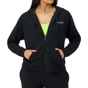 New Trending Mid-Weight <b>Fleece</b> Zip-Up Hoodie Custom <b>Women's</b> Cotton Blend Front Logo Casual Sweatshirt <b>Top</b> All Seasons Durable - Product Image 6
