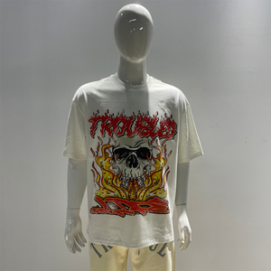 Camiseta informal de talla grande para hombre, 100% algodón, peso pesado, hombros caídos, ajuste extragrande personalizado y de alta calidad - Product Image 1