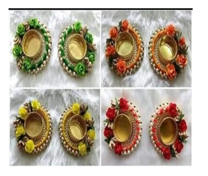 Soporte de luz de té Floral multicolor hecho a mano Diyas Diwali candelabros decorativos para decoración centros de mesa de boda - Product Image 5