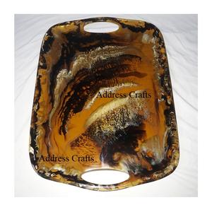 <b>Large</b> Size Eco Friendly Handmade Resin Serving <b>Tray</b> with Marble Texture Boat Shape for Restaurant & Hotel Use - Product Image 6