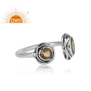 Anillos de Plata de Ley 925 con diseño de piedra múltiple, citrino Natural y piedras preciosas de Peridoto, joyería personalizada para mujer, regalo para ella - Product Image 2