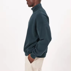 Pull demi-zip col montant grande taille hommes sweats à capuche et sweat-shirts à capuche body épaules tombantes sweats à capuche logo personnalisé - Product Image 2