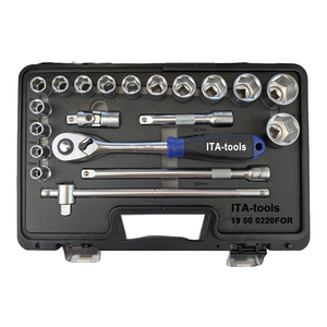 Jeu de douilles mécaniques à main en acier au chrome-vanadium métrique 1/2 pouce, 20 pièces, 60T, à rainures croisées, fournisseur taïwanais, avec personnalisation OEM - Product Image 2