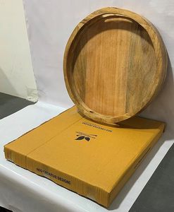 Bandeja para servir de madera sin pulir hecha a mano, manijas recortadas, Raayan International, diseño personalizado para aniversario - Product Image 2