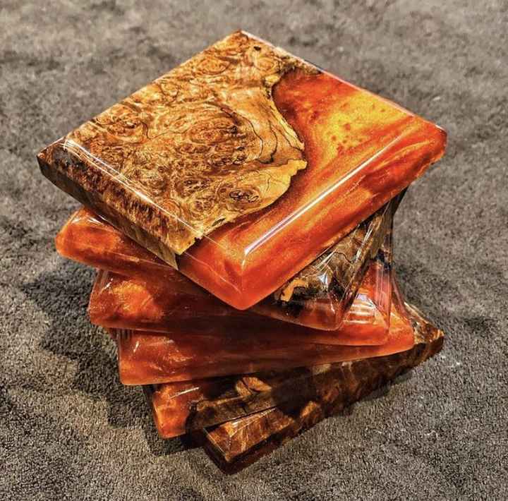 DEIVEN  GARDEN-THEMED EPOXY RESIN AND WOOD COASTERS Set Stylish Cup Model Drink Coaster Good Price for Artisan Craft Use