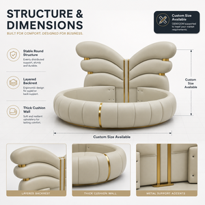Letto Rotondo Moderno in Velluto con Struttura in Acciaio e Design Confortevole per Camera da Letto di Villa di Lusso, Misura Queen - Product Image 2