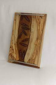 ถาดเสิร์ฟอาหารทำจากเรซินทำมือหรูหราพร้อมพื้นผิวไม้ถาดเสิร์ฟไม้และเรซินสำหรับการนำเสนอการรับประทานอาหาร - Product Image 5