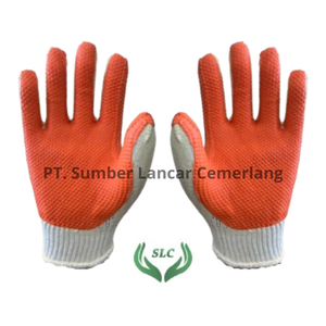 Guantes de seguridad de Palma de hilo de extremo abierto de algodón polivinílico antideslizante resistente al calor antiestático personalizable color naranja calidad de exportación - Product Image 3