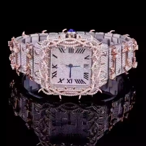 นาฬิกาเพชรหรูหรา VVS Moissanite ประดับเพชรพร้อมนาฬิกาข้อมือสุดหรูสำหรับอินเดีย - Product Image 5