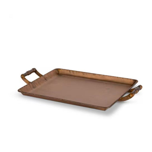 Ensemble de deux plateaux décoratifs en fer couleur cuivre moderne pour la maison, hôtel, restaurant, bar, ustensiles de cuisine, décoration de table, vente chaude 2025 - Product Image 1