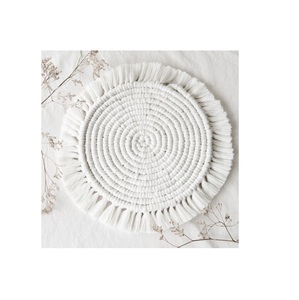 Kitchen Supplies Coasters Cotton Macrame Potholder Fringe Macrame Candle Coaster Woven <b>Placemat</b> for Kitchenware - Product Image 6