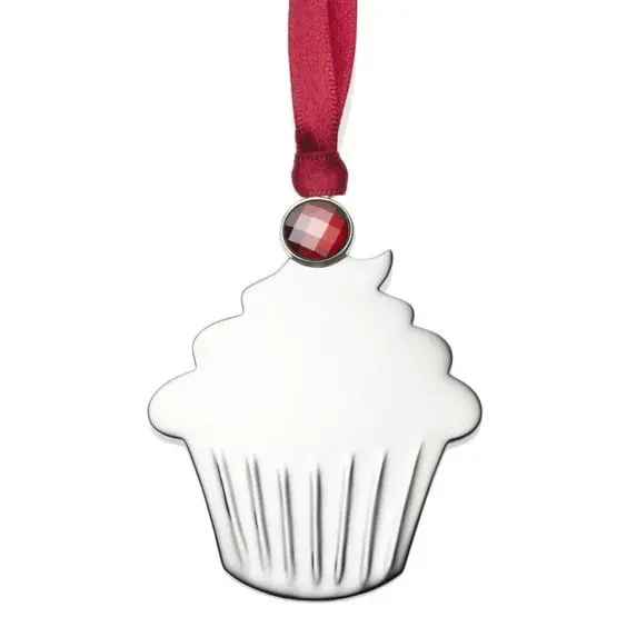 Nieuwste Trendy Designer Hangende Cupcake Sterling Zilveren Kerstversieringen Best Verkopende X-MAS Boom Decoratieve Vilten