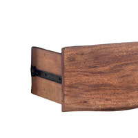 Table de chevet pliable en bois d'acacia de style nordique contemporain, table de chevet moderne, construction en bois massif, finition noyer, chambre à coucher