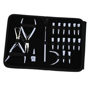 Kit de démarrage pour extensions de cheveux avec outil de sertissage et de démontage de perles, pince à prise antidérapante, crochet enfilant et clips de sectionnement - Product Image 1