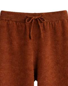 Conjunto de Suéter de Punto Marrón Oxidado y Pantalones Anchos para Mujer, Jersey de Cuello Alto, Ropa de Salón Acogedora para Invierno, Fabricante Personalizado OEM - Product Image 3