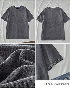 T-shirt 100% coton délavé à l'acide pour homme, style hip-hop vintage, coupe surdimensionnée, manches courtes, séchage rapide - Product Image 6