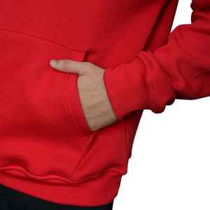 Sweat à capuche surdimensionné pour hommes, pull décontracté en polaire douce rouge foncé pour un look chaud et élégant - Product Image 5