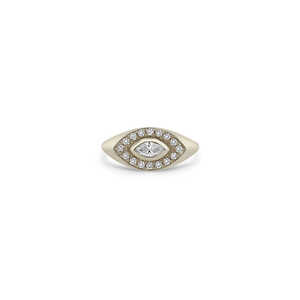 0.28ctw marquise et lunette ronde taille brillant ensemble diamant Halo chevalière en or massif 14k bague de fiançailles de mariage pour elle - Product Image 3