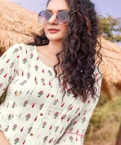 Señoras Kurtis en algodón Reyon Último diseño de moda Traje Anarkali con chaqueta Dupatta Vestido de fiesta indio a precios de mayorista - Product Image 3