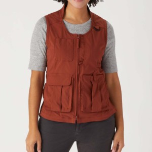 <b>Women's</b> Summer Short Sleeve <b>Waistcoat</b> Jacket Wholesale Cotton Outwear with Turn-Down Collar and Big Pocket Sheep Skin Leather - Product Image 1