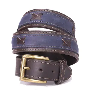 Nubuk belt - Blue Equestrian Genuine Leather Polo Argentina Belt