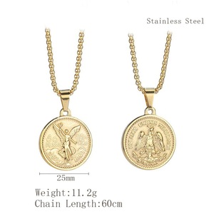 Collier double face gaufré avec pièce de <span class=keywords><strong>50</strong></span> <span class=keywords><strong>pesos</strong></span> pour hommes et femmes, en acier inoxydable plaqué <span class=keywords><strong>or</strong></span> 18 carats, collection de bijoux vintage - Product Image 3