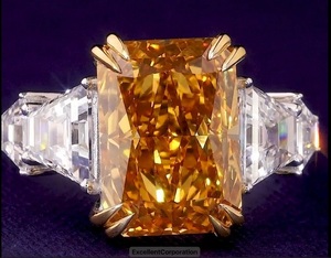 Bague en diamant de laboratoire de 7 carats, taille Radiant, jaune vif fantaisie, pierres latérales blanches, plaqué or blanc 18 carats, pour fiançailles ou cérémonie chrétienne - Product Image 2