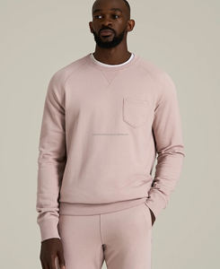 Jersey transpirable ecológico de calidad superior para hombre, sudadera para invierno, patrón sólido, 100% algodón, cuello redondo, ajuste holgado en la parte delantera - Product Image 1