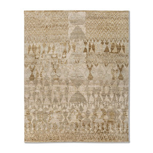 พรมขนสัตว์ถักมือขนาดใหญ่ AKWL-2026 สีเทียมเบจและสีน้ำตาล ลายเรขาคณิต สำหรับตกแต่งห้องนั่งเล่นวัยรุ่น - Product Image 1