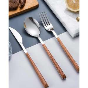 Ensemble de couverts en bois et en acier au design intemporel Durabilité à long terme et complément de décoration de table pour les fêtes - Product Image 3