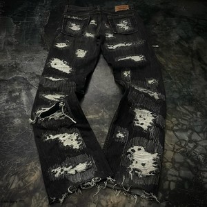 Jeans pour hommes de qualité supérieure pantalons évasés lavés à séchage rapide 100% coton personnalisé élégant motif Paisley Style Hip Hop - Product Image 3