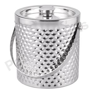Perno HM de acero inoxidable texturizado, Enfriador de cubo de hielo sostenible de 2L de capacidad para bebidas, vino y fiestas, accesorios para bares - Product Image 1