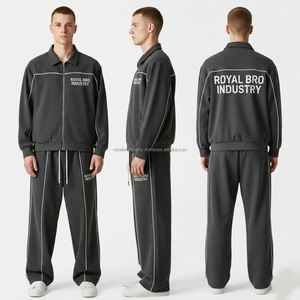 Ensemble de survêtement imprimé pour homme, sweat à capuche et pantalon de jogging, tenue de loisirs 100 % coton, personnalisable OEM/ODM - Product Image 4